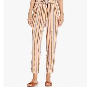 BCBG lightweight tapered striped pants with a tie
